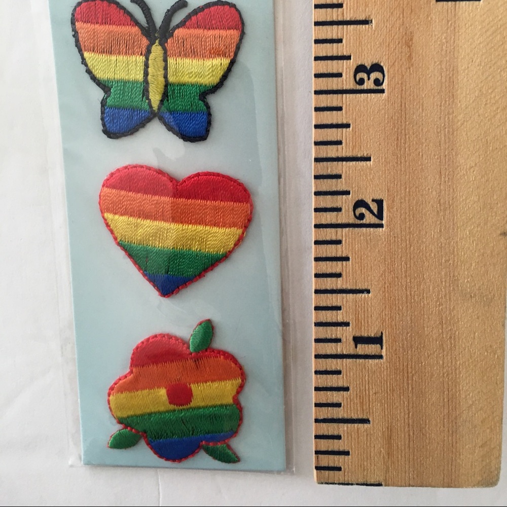 Rainbow iron on patches 3 in pack 🦋 💜 🌺